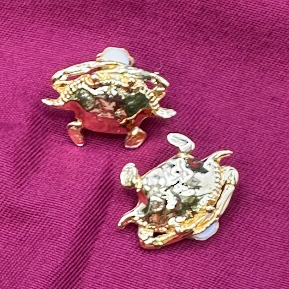 Maurice Milleur Gold-Plated Pewter Crab Clip-On Earrings - Picture 4 of 13